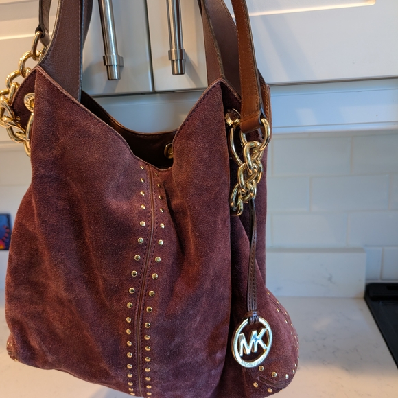 READY FOR FALL! Michael Kors Burgundy Hobo Bag - Picture 1 of 9